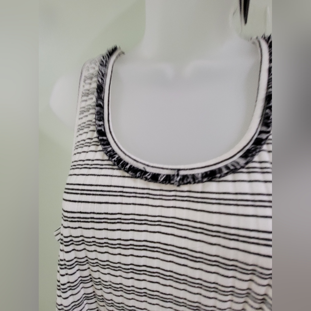 Vince Camuto Womens Striped Fringe Tassel Trim Sleeveless Knit Short Dress XL - Picture 6 of 9